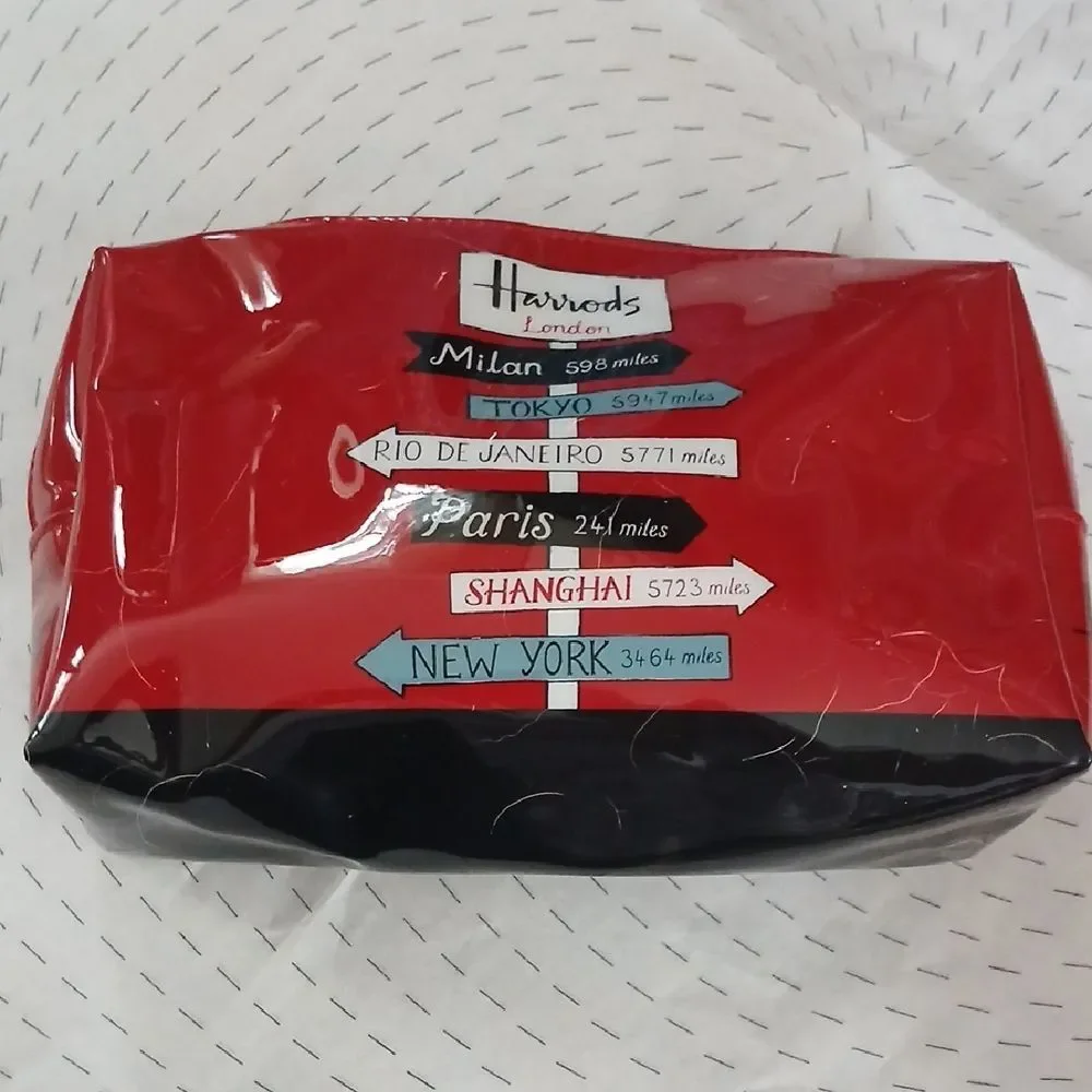 Harrods Vibrant Red and Black City Sign Pouch